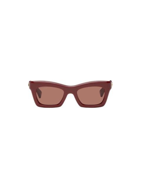 GUCCI Burgundy Rectangular Sunglasses