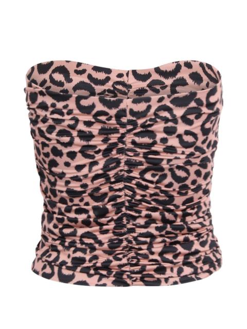 ESSENTIEL ANTWERP gathered animal-print top