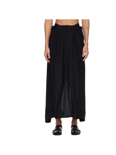 Junya Watanabe Black Wool Tropical Trouser Maxi Skirt