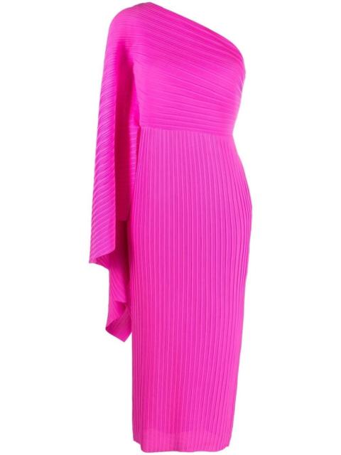 SOLACE LONDON ribbed one-shoulder dress
