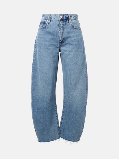 FRAME Bubble Crop high-rise barrel-leg jeans