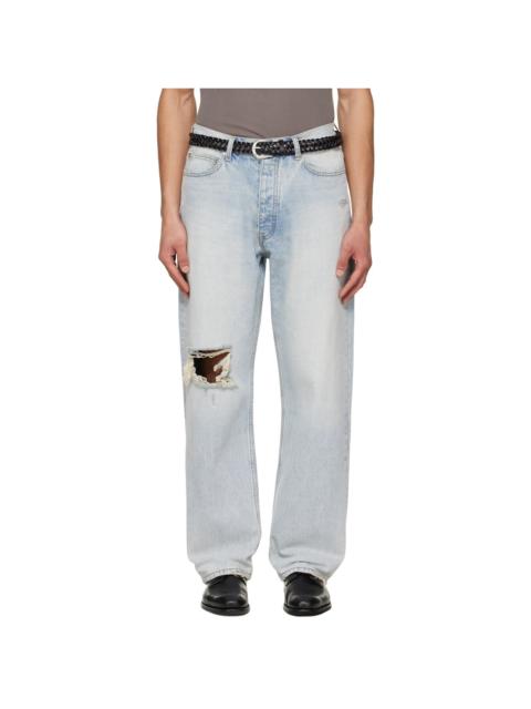 Tonywack Blue Distressed Loose Straight Jeans