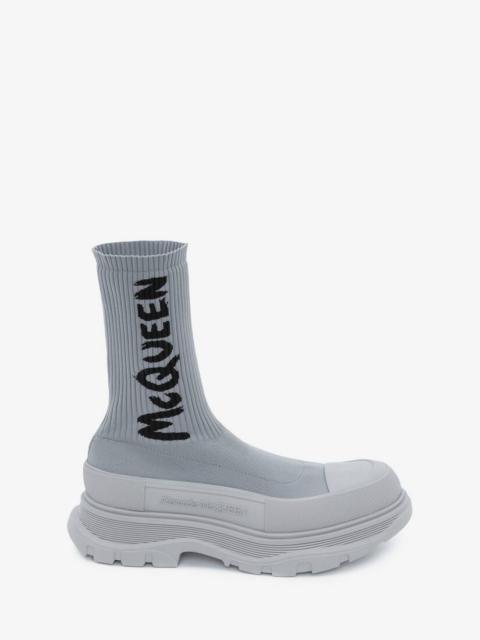 Alexander McQueen Mcqueen Graffiti Knit Tread Slick Boot in Grey