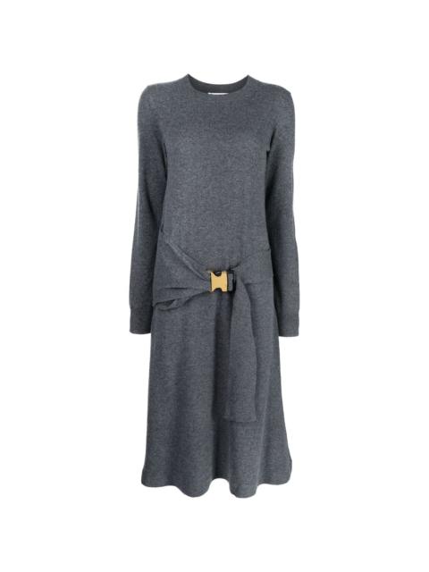 buckled-waist knit dress