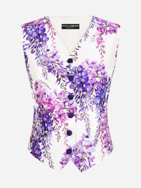Dolce & Gabbana Wisteria-print Mikado vest