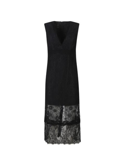 PINKO V-neck lace midi dress