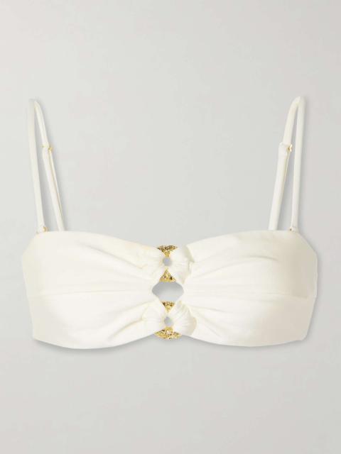 Cult Gaia Pisa embellished cutout bandeau bikini top