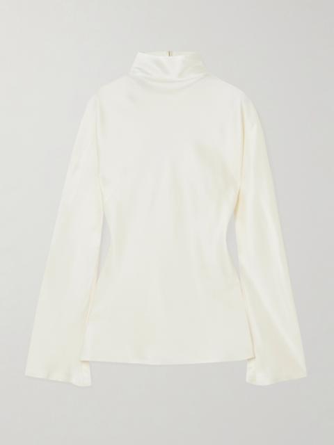 RÓHE Draped Satin Turtleneck Top