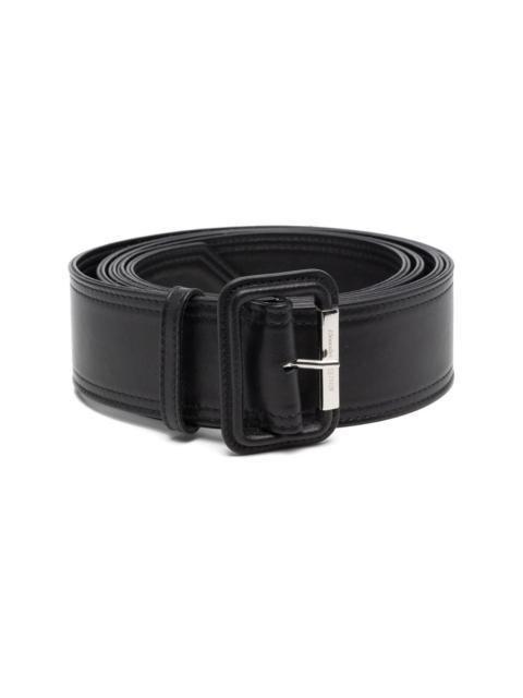 pointed leather buckle belt