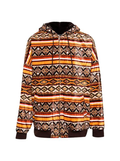 mastermind JAPAN geometric-print hooded jacket