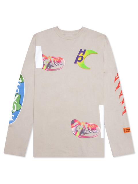 Heron Preston HERON PRESTON L/S TEE OS GLOBAL COLLAGE - GREY/BLUE