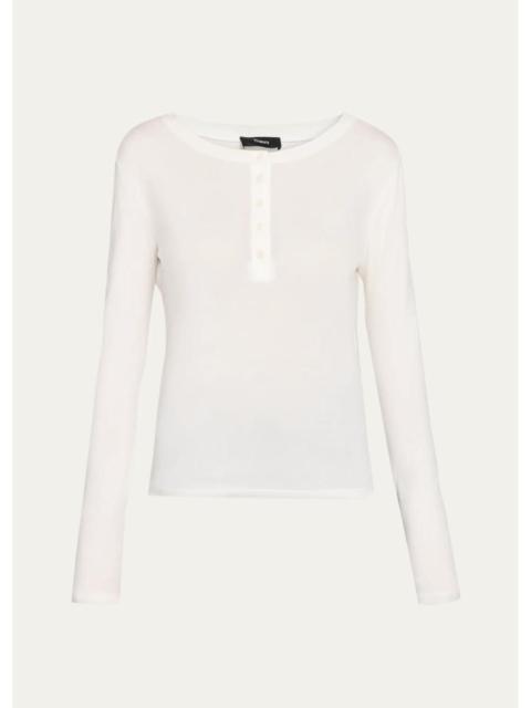 Theory Purl Henley Long-Sleeve T-Shirt