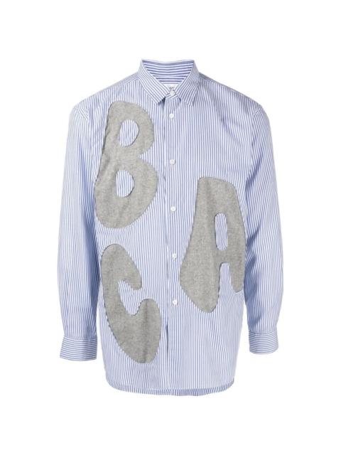 alphabet patch-detail long-sleeve shirt