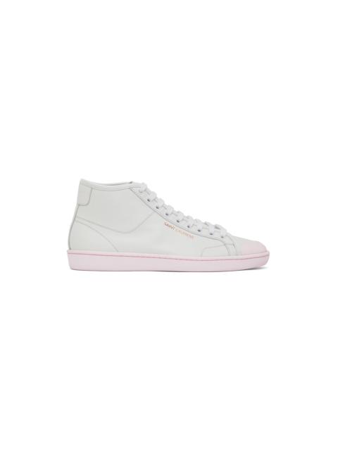 SAINT LAURENT White & Pink Court Classic SL/39 Sneakers