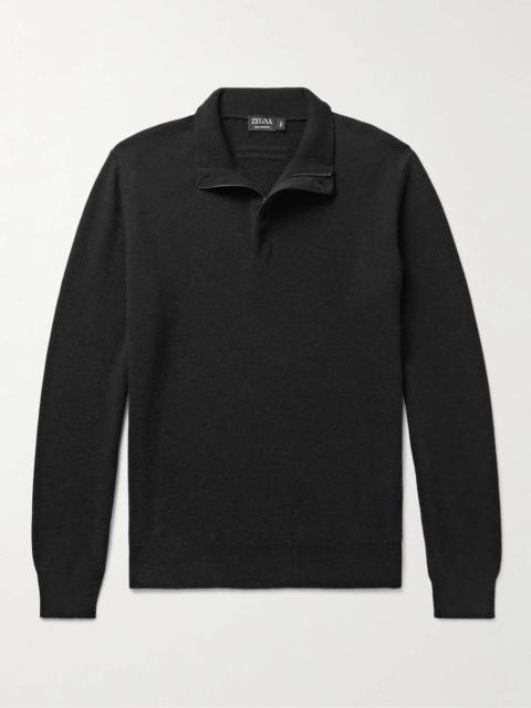 ZEGNA Oasi Nubuck-Trimmed Cashmere Half-Zip Sweater