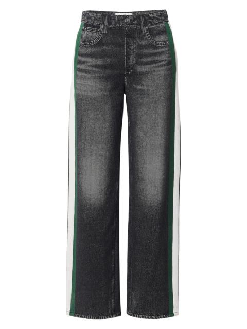 rag & bone Women's rb Miramar Terry Cotton Wide-Leg Track Pants - Washed Black Green Stripe