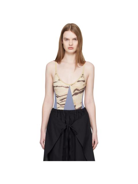 BASERANGE Blue & Beige Net Bodysuit