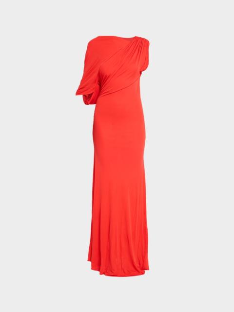 ALEX PERRY Off-Shoulder Cape Gown in Dry Jersey