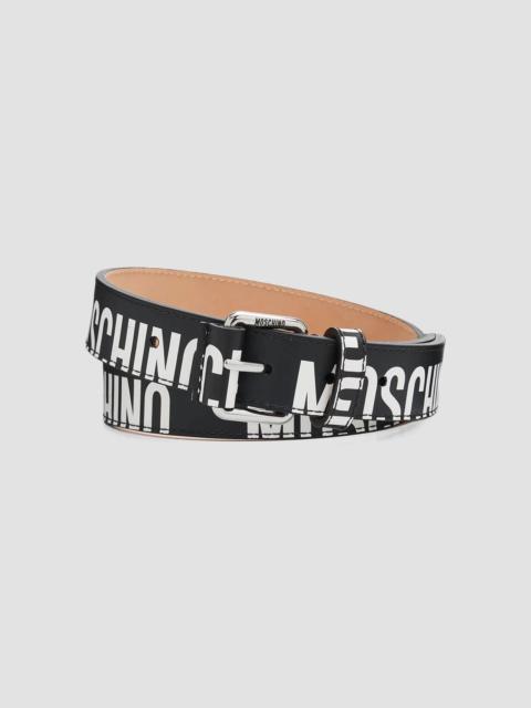 Moschino Men's Logo Leather Belt - Black