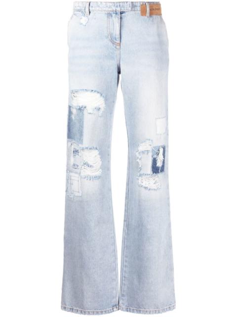 Palm Angels ripped straight-leg jeans