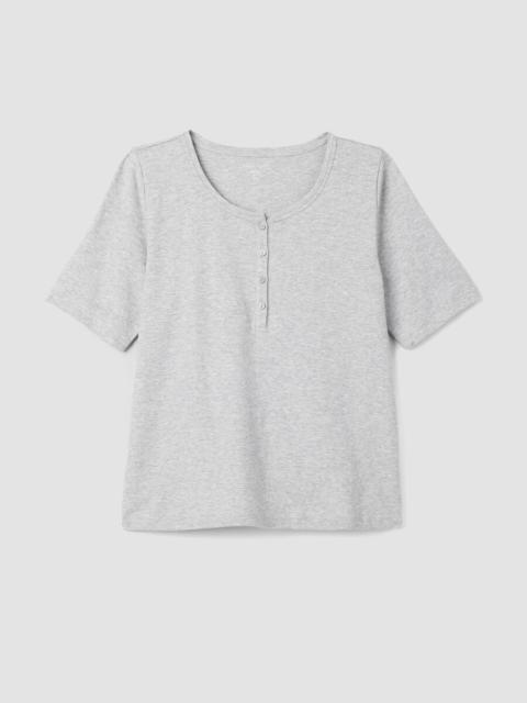 EILEEN FISHER Mélange Organic Cotton Interlock Henley Sleep Top