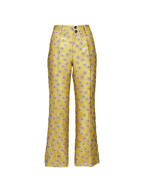 La DoubleJ Hendrix floral-embroidery flared trousers