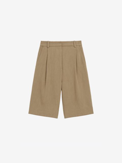 The Frankie Shop Marfa Linen Bermuda Shorts - Camel