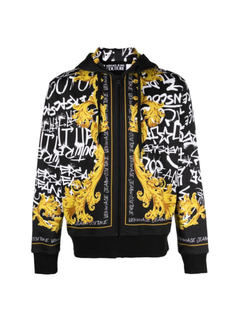 VERSACE JEANS COUTURE Barocco-print cotton hoodie