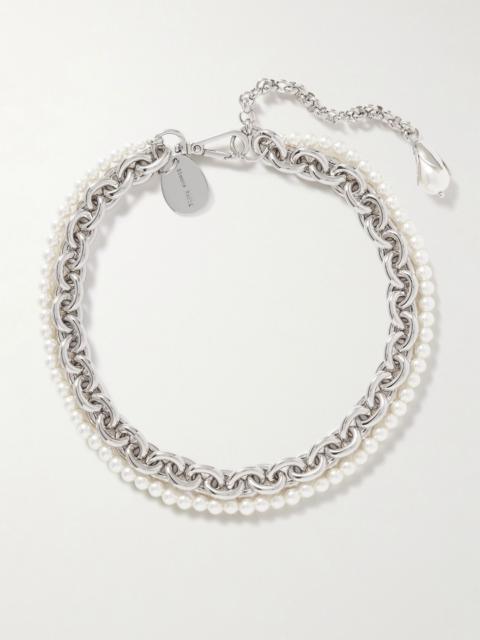 Simone Rocha Silver-tone faux pearl necklace Silver