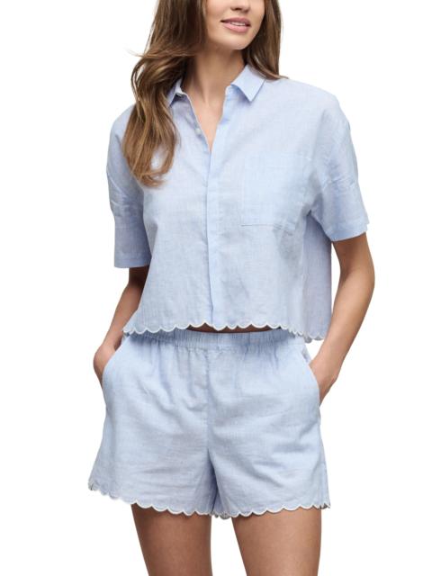 Barefoot Dreams barefoot dreams Linen & Cotton Pajamas Shirt in Lakeside Stripe