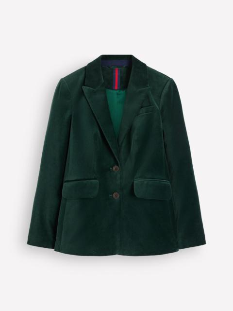 BODEN Stamford Velvet Blazer-Midnight Emerald