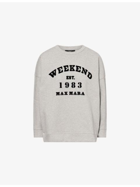 WEEKEND Max Mara Oversized Flocked-Logo Cotton-Jersey Sweatshirt