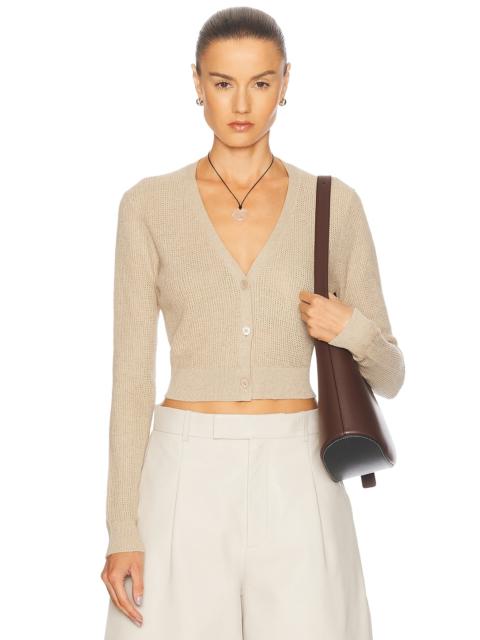 Enza Costa Linen Open Knit Cropped V-Neck Cardigan