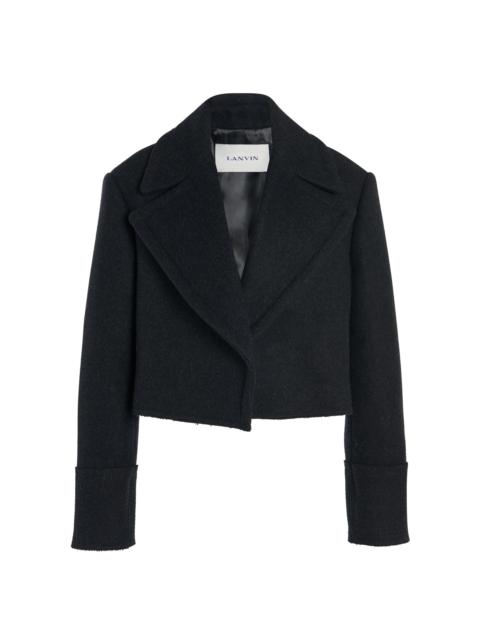 Lanvin Cropped Wool Peacoat dark grey