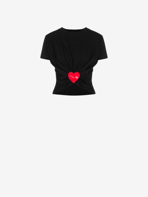 Moschino INFLATABLE HEART ORGANIC JERSEY CROPPED T-SHIRT