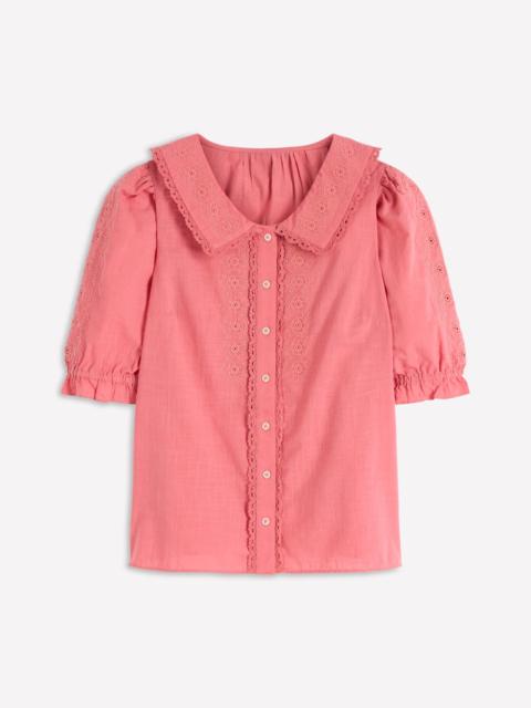 BODEN Short Sleeve Pretty Collar Top-Vintage Rose