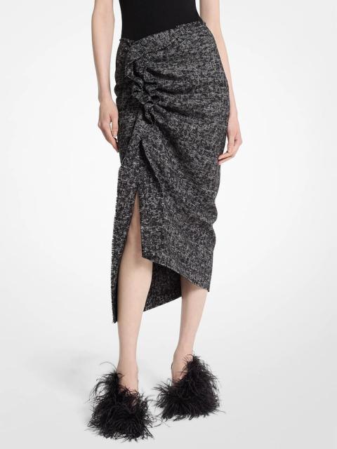 MICHAEL KORS COLLECTION Smudged Glen Plaid Wool Pareo Skirt