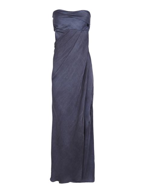 cortana Elira Strapless Gathered Maxi Dress grey