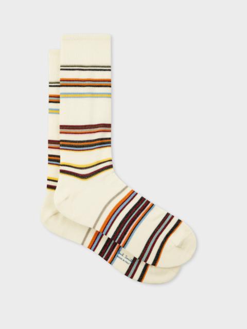 Ecru Spaced 'Signature Stripe' Socks
