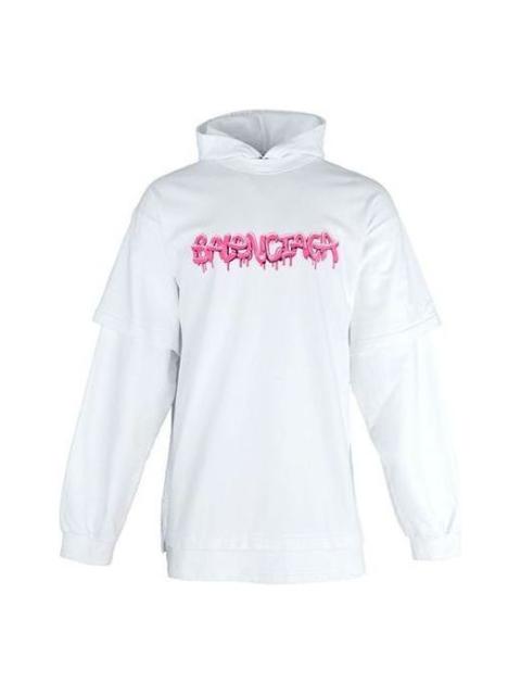 BALENCIAGA Balenciaga Slime Double Long Sleeve Hooded T-Shirt 'White Bubblegum' 681029TLVF10901
