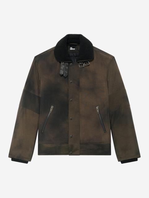 The Kooples FADED BROWN SHERPA-COLLARED DOWN JACKET