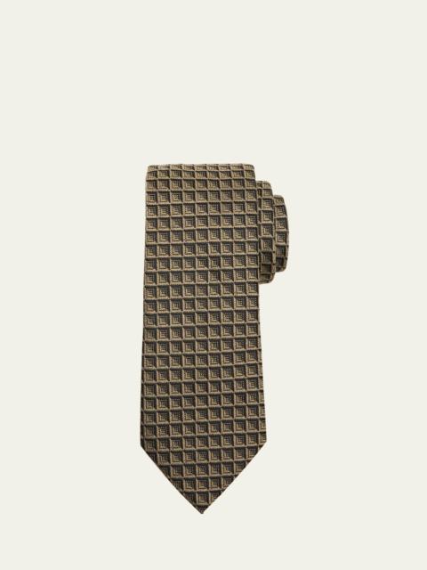 Men's Silk-Wool Geometric Jacquard Tie