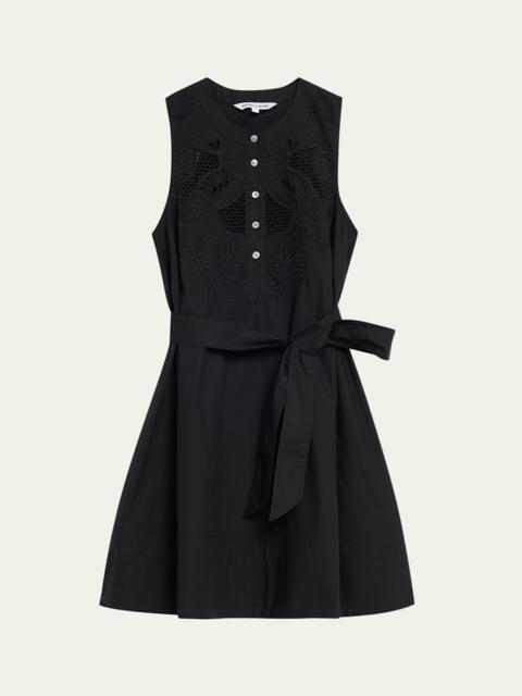 VERONICA BEARD Haleem Eyelet Poplin Mini Dress