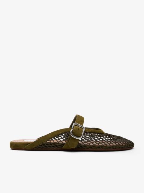 Alaïa Green suede mesh ballet mules