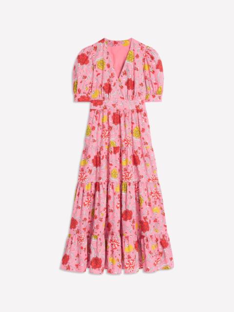 BODEN Bella Puff Sleeve Maxi Dress-Salmon Pink, Carnation Vine