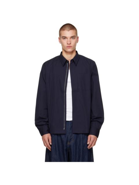 Dries Van Noten Navy Cotton Zip Shirt