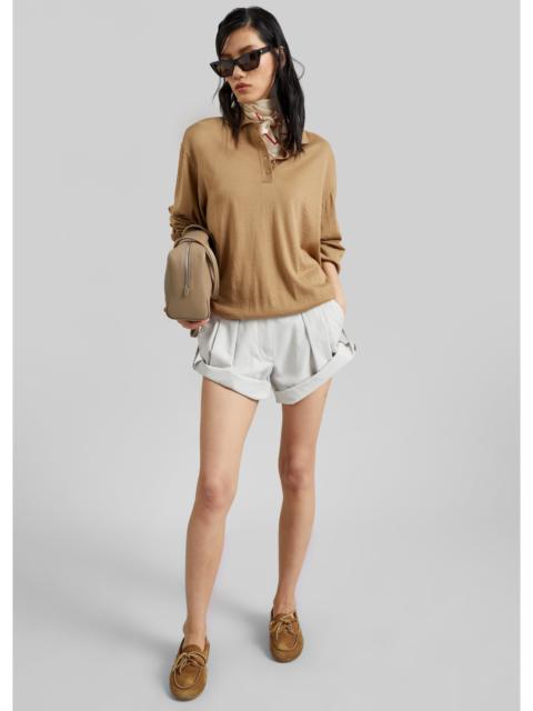 LOW CLASSIC Low Classic Tuck Point Turn-Up Shorts - Light Grey