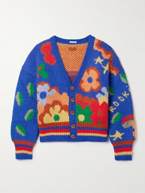 MOTHER The Button Intarsia Alpaca-blend Cardigan