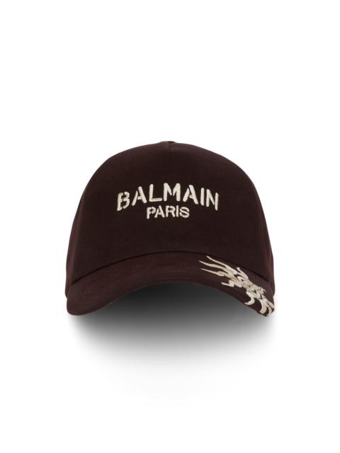 Balmain Cotton cap with Balmain Paris and Sun embroidery
