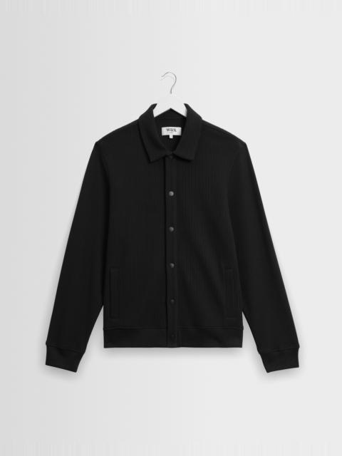 Wax London Hays - Black Structured Waffle Overshirt